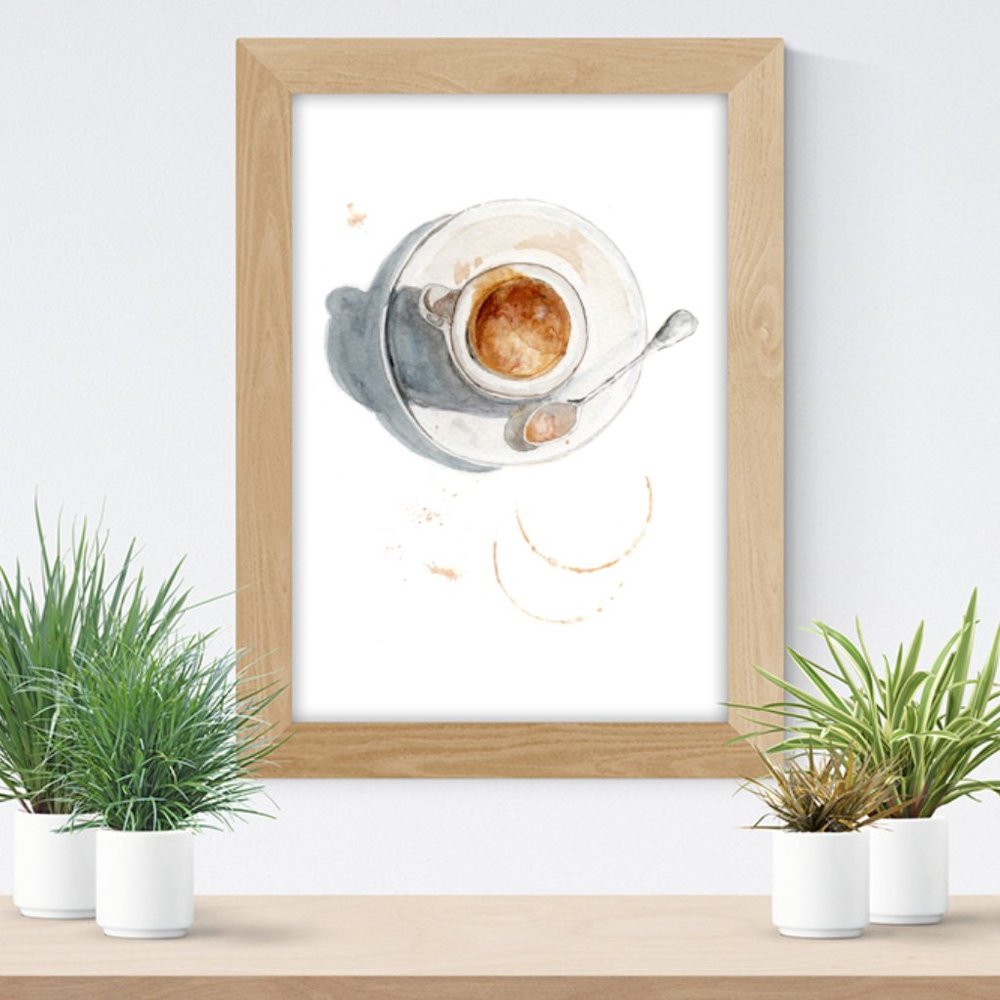 Print of ORIGINAL Watercolour Painting ☕️ Espresso